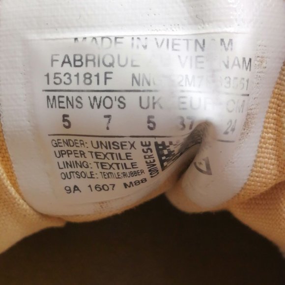 Converse All Star Womens Sneaker Gold Metallic Lace Up Round Cap Toe Flat 7‎ - Picture 9 of 9